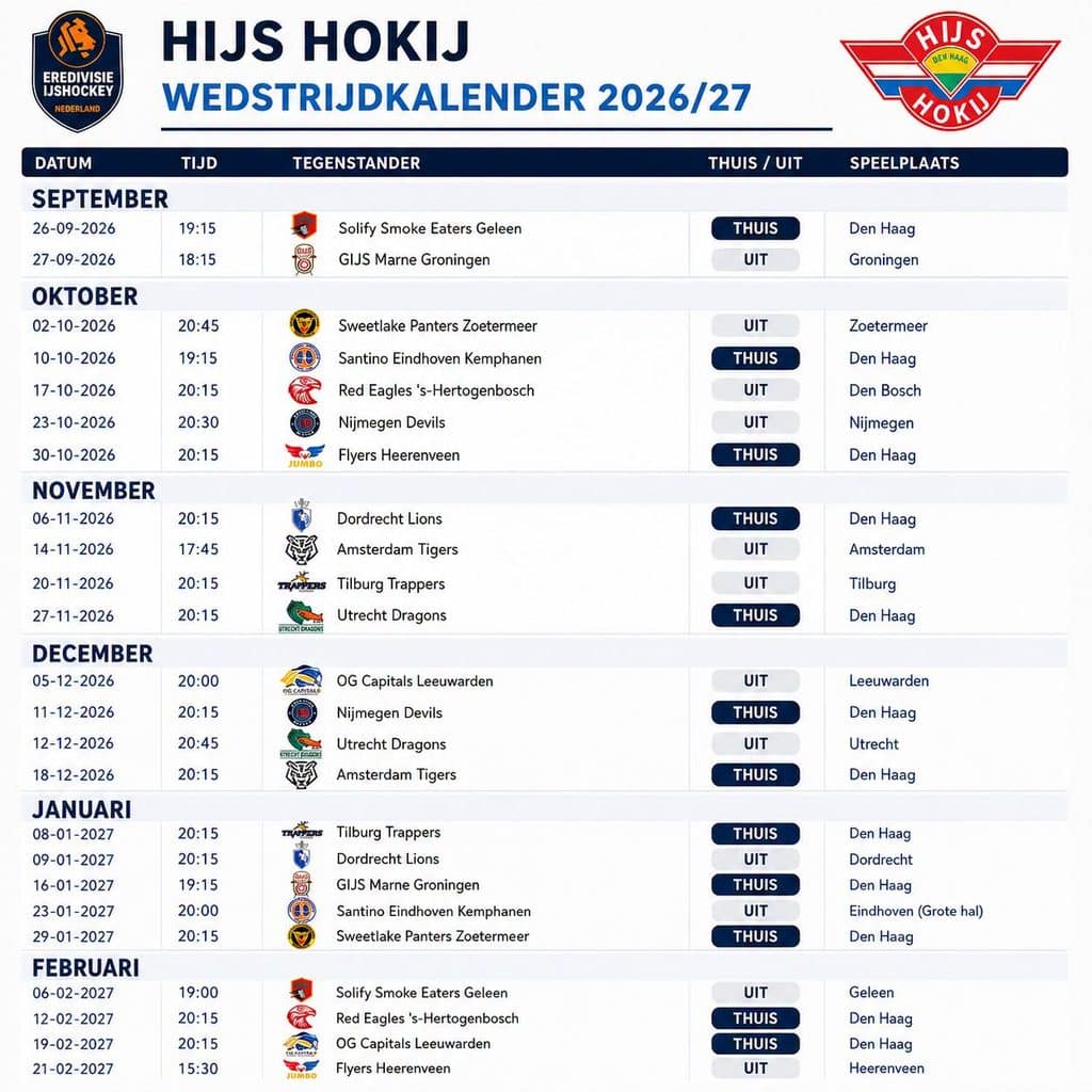Wedstrijd kalender